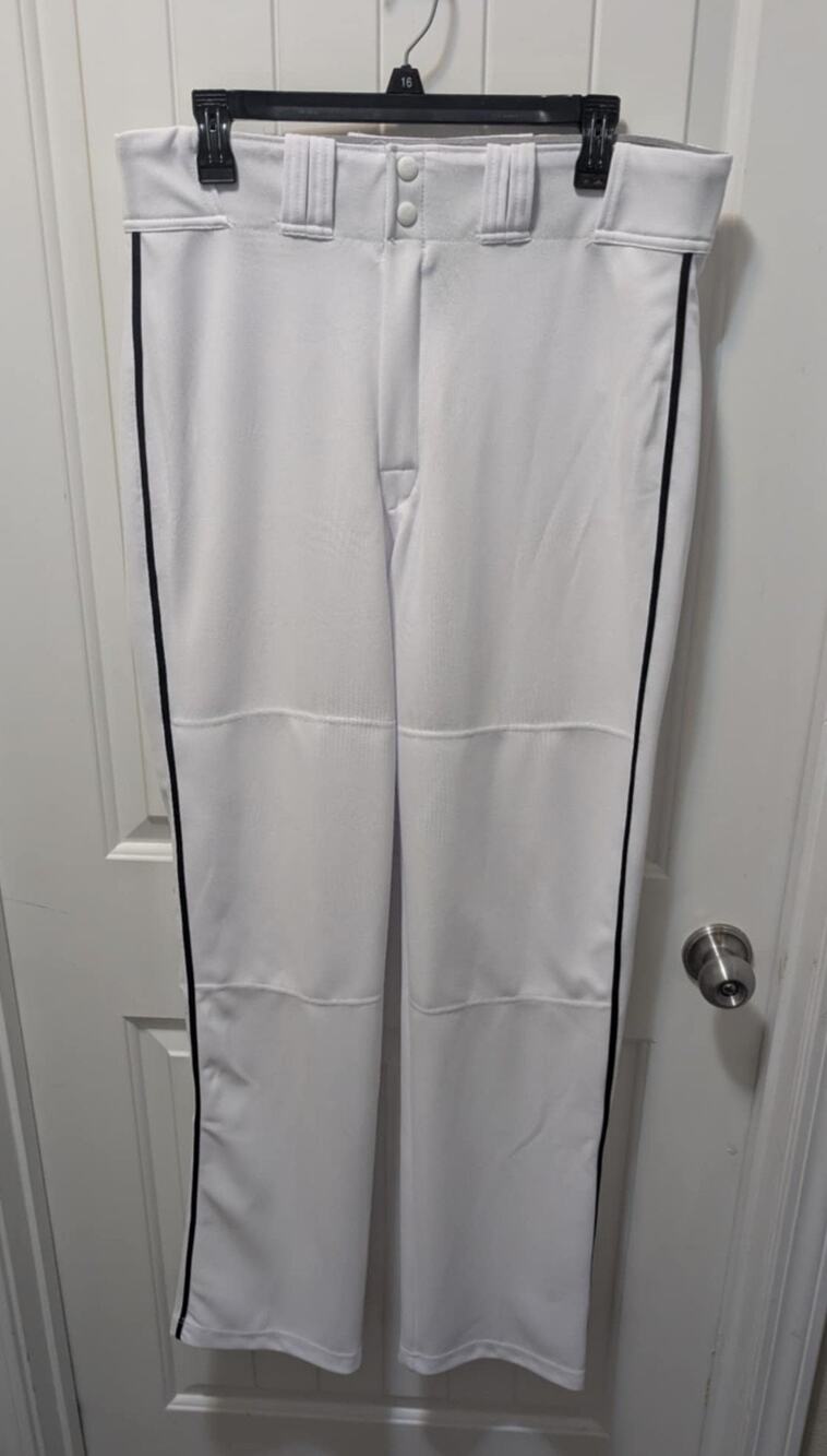Easton Men's Rival White Baseball Pants Black Piped Size L